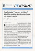 Psychological Processes in Printed Word Recognition