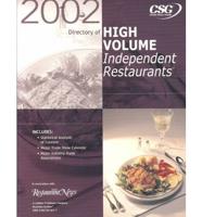 Directory of High Volume Independent Restaurants 2002