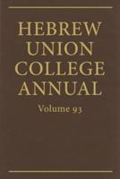 Hebrew Union College Annual Vol. 93 (2022)