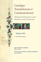 Catalogus Translationum Et Commentariorum Volume XII
