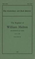 The Register of William Melton, Archbishop of York, 1317-1340. Volume III