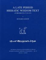 A Late Period Hieratic Wisdom Text