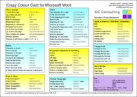 Crazy Colour Quick Reference Card for Microsoft Word