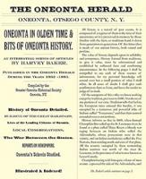 Oneonta in Olden Time & Bits of Oneonta History: An Interesting Series of Articles by Harvey Baker, Published in the Oneonta Herald During the Years 1