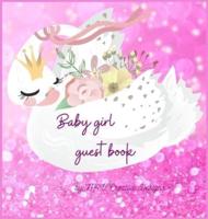 Baby girl guest book: Adorable baby girl guest book for baby shower or baptism