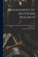 Management of Materials Research; 14