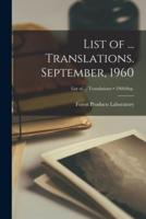 List of ... Translations. September, 1960; 1960