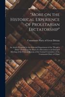"More on the Historical Experience of Proletarian Dictatorship"