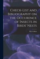Check-List and Bibliography on the Occurence of Insects in Birds' Nests