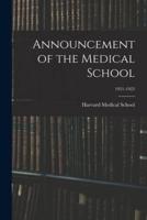 Announcement of the Medical School; 1921-1922