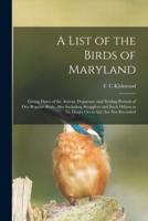 A List of the Birds of Maryland