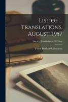 List of ... Translations. August, 1957; 1957