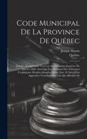 Code Municipal De La Province De Québec