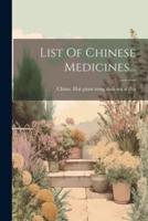 List Of Chinese Medicines...