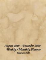 August 2019 - December 2020 Weekly / Monthly Planner Papyrus 8.5X11