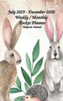 July 2019 - December 2020 Weekly / Monthly Pocket Planner Majestic Animal