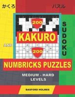 200 Kakuro Sudoku and 200 Numbricks Puzzles Medium - Hard Levels.