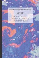 Lavender Blue and Tangerine Marble Watercolor Design 2020 Monthly Agenda Planner and Engagement Book