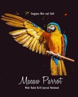 Gorgeous Blue and Gold Macaw Parrot Wide Ruled 8 X10 Journal Notebook
