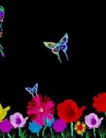 Black Light Effect Butterflies And Flowers Notebook
