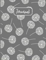 Big Fat Bullet Style Journal Notebook White Dandelions On Gray