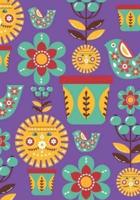 Whimsical Purple Folk Art Lined Undated Journal
