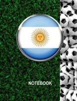 Notebook. Argentina Flag And Soccer Balls Cover. For Soccer Fans. Blank Lined Planner Journal Diary.