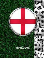 Notebook. England Flag And Soccer Balls Cover. For Soccer Fans. Blank Lined Planner Journal Diary.