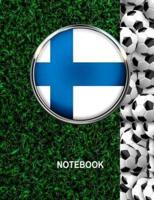 Notebook. Finland Flag And Soccer Balls Cover. For Soccer Fans. Blank Lined Planner Journal Diary.