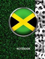 Notebook. Jamaica Flag And Soccer Balls Cover. For Soccer Fans. Blank Lined Planner Journal Diary.