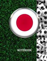 Notebook. Japan Flag And Soccer Balls Cover. For Soccer Fans. Blank Lined Planner Journal Diary.
