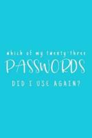 Which Of My Twenty-Three Passwords Did I Use Again?