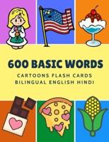 600 Basic Words Cartoons Flash Cards Bilingual English Hindi
