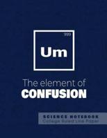UM - The Elements of Confusion - Science Notebook - College Ruled Line Paper