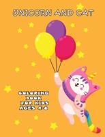 Unicorn and Cat Coloring Book for Kids Ages 4-8