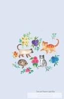 Cats and Flowers Light Blue Notebook Journal (Size 5,5" X 8,5")
