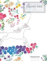 Amazing Unicorn Floral Graph Paper Notebook Square Grid Journal (8.5 X 11)