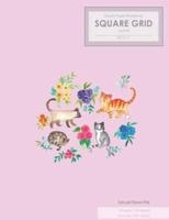 Cats and Flowers Pink Graph Paper Notebook Square Grid Journal (8.5 X 11)