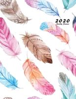 2020 Monthly Planner: Large Monthly Planner with Inspirational Quotes (Colorful Feathers)