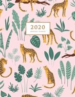 2020 Monthly Planner: Large Monthly Planner with Inspirational Quotes (Leopards and Tropical Leaves)