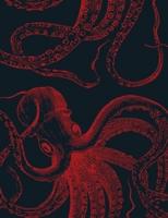 Vintage Octopus Sketchbook Red