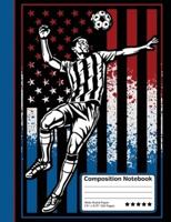 US Soccer Player American Flag Sports Composition Notebook
