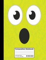 Surprised Chartreuse Color Emoticon Composition Notebook