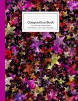 Composition Book Hot Pink With Colorful Stars Wide Ruled