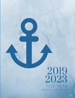2019-2023 Five Year Planner Navy Anchor Gratitude Monthly Schedule Organizer