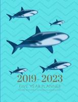 2019-2023 Five Year Planner Ocean Sharks Goals Monthly Schedule Organizer