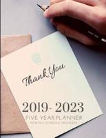 2019-2023 Five Year Planner Monthly Schedule Organizer With Gratitude Quotes
