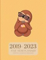 2019-2023 Five Year Planner Jungle Sloth Gratitude Monthly Schedule Organizer
