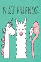 Unicorn, Llama, Flamingo Best of Friends Mid Year Academic Journal For Teachers, Students & Parents