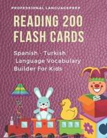 Reading 200 Flash Cards Spanish - Turkish Language Vocabulary Builder For Kids